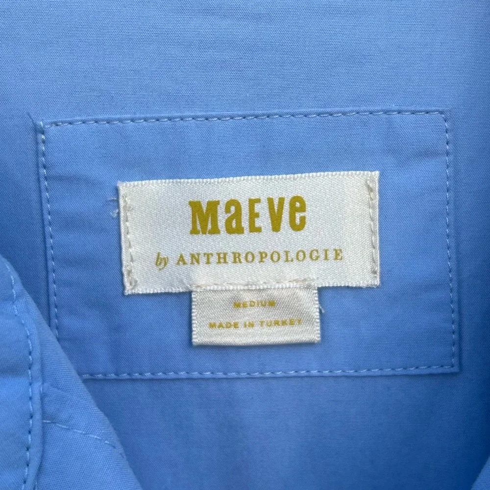 Anthropologie Maeve The Soren Long Sleeve Midi Shirt Dress Cotton Blue M - Picture 5 of 16